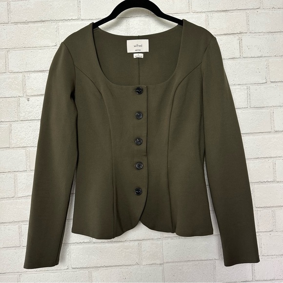 Wilfred Felice Ponte Top Ponte-knit button-up blouse Size 4 Green - Picture 8 of 15